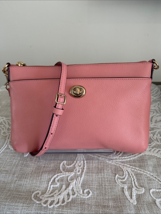 Coach Handbags - Coach Polly Bubblegum Pink Leather Crossbody with Front Turnlock C3376